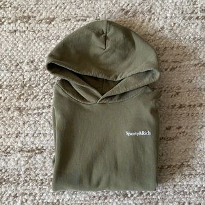 Sporty & Rich Logo Hoodie Olive Size XS